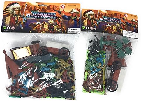 Cowboys and Indians Western Adventure Play Set Bundle: Two Sets Contains Over 50 Figures And Accessories