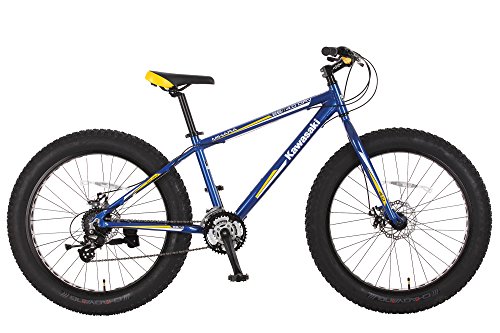 Kawasaki Mihara Fat Tire Bike, aluminum, 26x4 inch wheels, Blue/Yellow