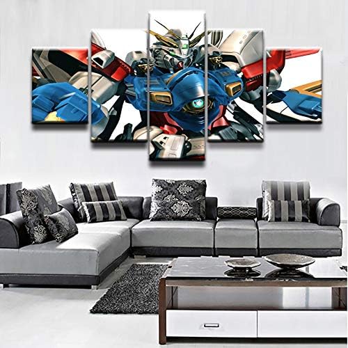 ZCOP Gundam Anime Painting Canvas Wall Modern Art HD Home Printing Decor Canvas Wall Art for Living Room Painting Art 5 Piece Canvas Print,A,30×40×2 30×60×2 30×80×1