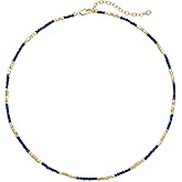 MEVECCO Dainty Gold Choker Necklace for Women 18K Gold Plated Irregular Mixed Beaded Choker Necklace for Her Jewelry Gift