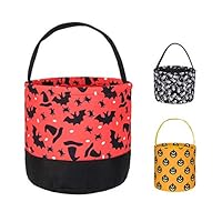 Halloween Trick or Treat Bucket - Daneyc Festive Party Decoration Candy Basket Tote Bag for Kids (Red)