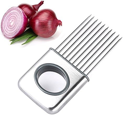 Onion Holder DIRZA Vegetable Potato Silcer Stainless Steel Prongs Holds Slice Aid Cutting - Odor Remover &amp; Chopper