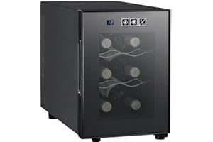 Koolatron 6 Bottle Wine Fridge â€“ Freestanding Wine Cooler with Glass Door, 0.6 cu ft (16 L) Beverage Can Refrigerator, Digital Temperature Control, Ideal for Red, White & Sparkling Wine, Champagne