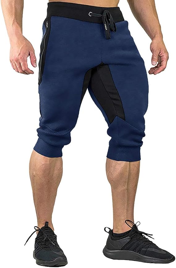 FASKUNOIE Men's ThreeQuarter Capri Pants 3/4 Workout Cotton Jogger