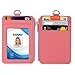 Badge Holder with Zipper, Life-Mate PU Leather ID Badge Card Holder Wallet Case with 5 Card Slots Zipper Pocket 19