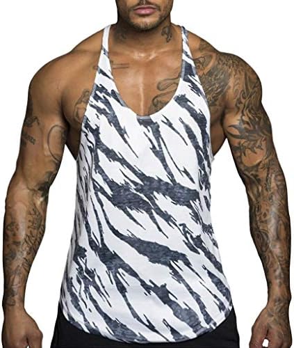 Yihaojia Men Blouse Mens Sleeveless Tank Top Camouflage Print Tee Bodybuilding Gym Sport Shirt