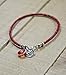 MIZZE Made for Luck Red Evil Eye Charm Bracelet - Sterling Silver Protection Coin & 10 MM Red Glass Eye on Braided Leather - 7