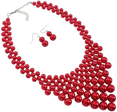 Faux Pearl Collars Necklaces Classic Handwoven Beads Necklace for Women
