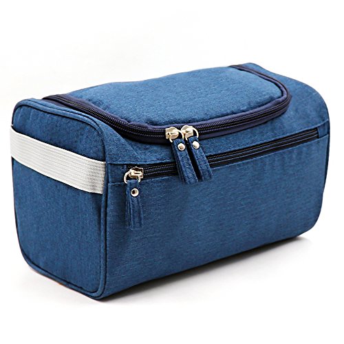 Travel Toiletry Bag Waterproof Zip Organizer Hanging Cosmetic Makeup Shower Bag With Large Compartment for Men Women for Trip Vacation Gym (Blue)