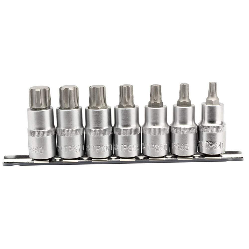 Draper 16341 1/2" Square Drive TX-Star Plus 55MM Socket Bit 7 Piece Set