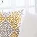 HWY 50 Mustard Yellow Decorative Throw Pillow Covers 18x18 Inch (1 Piece), Embroidered Cotton Farmhouse Cushion Cover Pillow Case for Sofa Couch Living Room Bed Bedroon, Floral Geometric