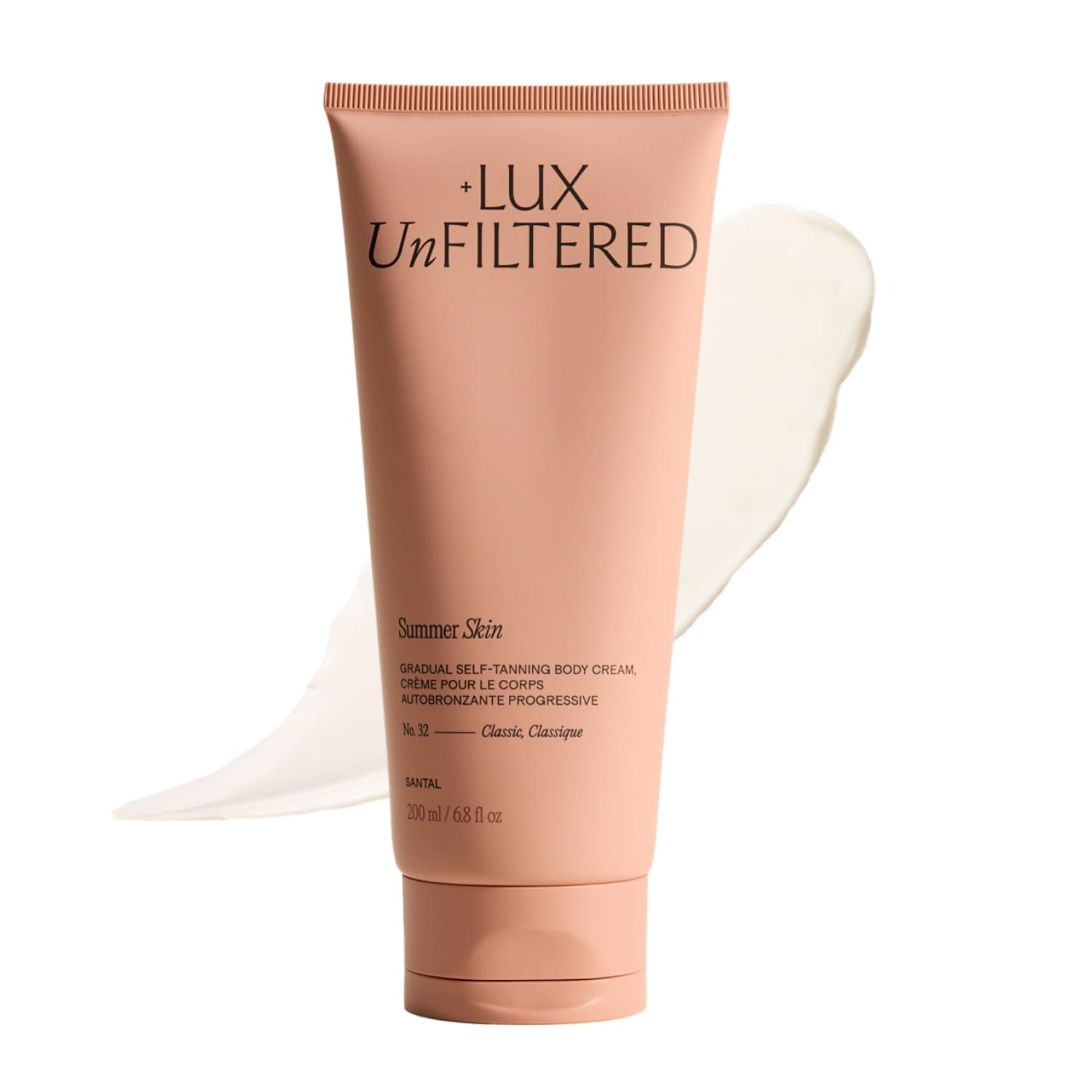 + Lux Unfiltered N°32 Summer Skin Classic Gradual Self Tanner, Hydrating Self Tanning Lotion with Shea Butter & Squalane - Non-Sticky, No Transfer, Natural-Looking - Vegan Sunless Tanner - Santal