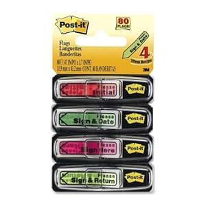 Amazon.com: Post-it Flags Products - Post-it Flags - Signature Flags, 20 Each of Four Assorted ...