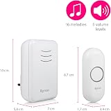 Byron Wireless Doorbell Set Plug-In Chime 150m 16 Melodies DBY-22312UK view 3