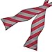 PenSee Mens Self Bow Tie Grey & Red Stripe Jacquard Woven Silk Bow Ties