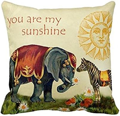 CoolDream You are My Sunshine Square Throw Pillow Case Custom Indian Elephant Cushion Cover Cotton Polyester (20inch)