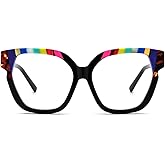 HEPIDEM Multicolor Acetate Glasses Frame Women,Oversize Round Optical Eyeglasses 9345