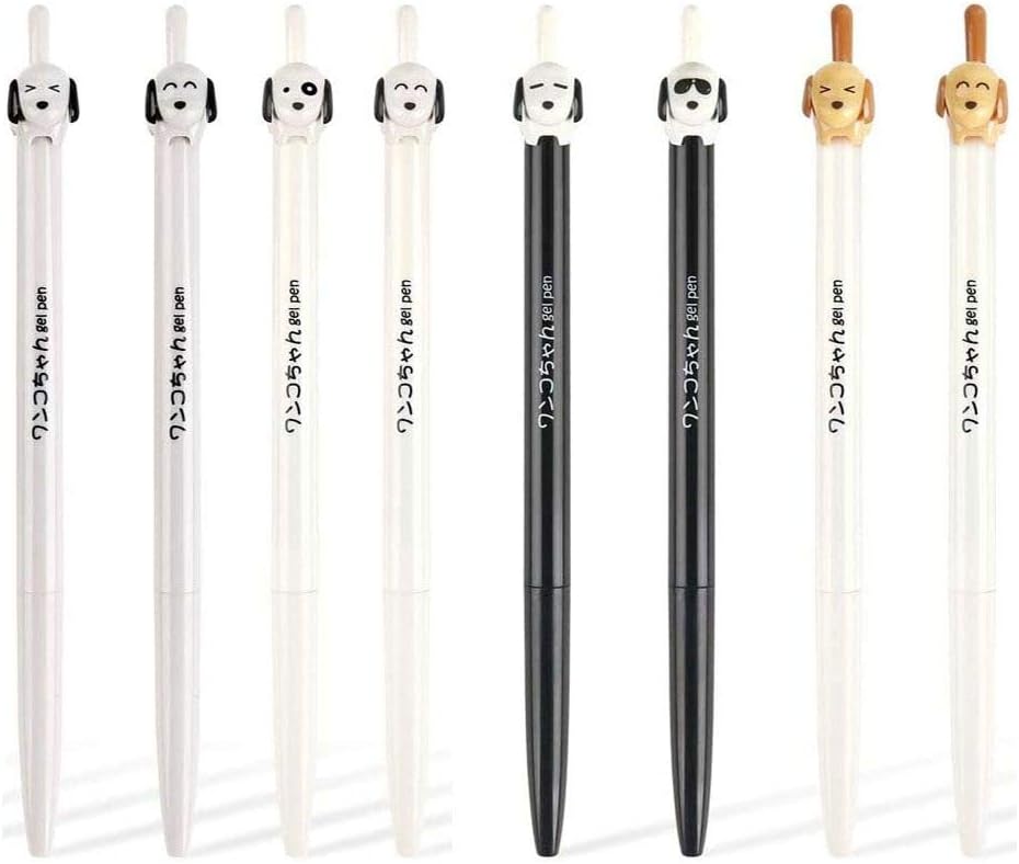 16 Pcs Different Assorted Style Black Ink Color Cartoon Dog Animal Anime Rollerball Ballpoint Gel Pen Ball Pen Kawaii Stationery Office Material for Children Student School Supplies Gift Set