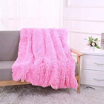 Pink Shag Blanket Mongolian Faux Fur Throw High Pile 60x48 ...
