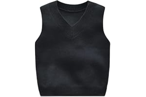 RUKOSU Baby Boys Girls V Neck Knitted Sleeveless Pullover Sweater Vest Toddler School Uniform Waistcoat Tops