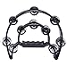 Foraineam 2 Pieces 9 Inch Half Moon Handheld Tambourine - Double Row 20 Pairs Jingles Musical Percussion - Black