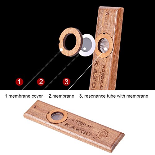 WANDIC Kazoos, 1 Pc Wooden Kazoo Musical Instrument Ukulele Guitar Partner Wood Harmonica for Kids and People Hum Song - Thumbnail 4