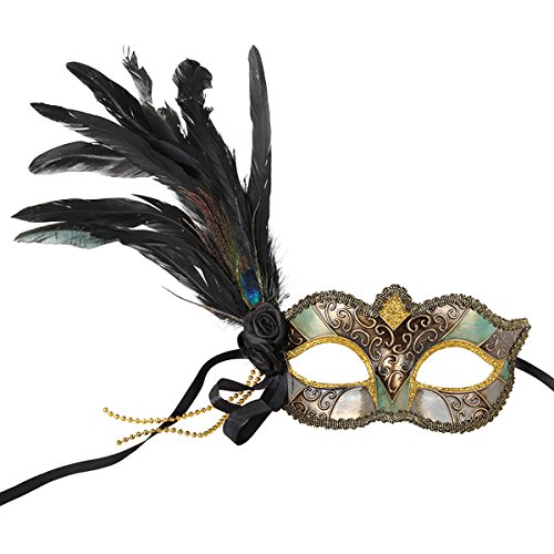 Feather Women's Mask Party Masquerade Mask Cosplay Venetian Mask, One Size
