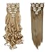 Clip in Hair Extensions 8 PCS 18 Clips 145G Thick Straight Curly Full Head Real Natural Synthetic Fibre Hairpiece 60 colors for Women Lady Girls(24 inch,ash blonde-curly)