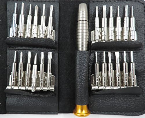 Great Gift: Mini 24 Tip Pocket Screwdriver in Handy Leather Case for Smartphone, iPhone, MacBook and Small Electronics Repair