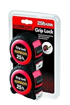 Komelon 6225TW 25' Grip Lock Tape Measures (2 Pack)