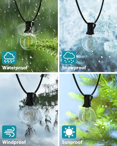 kolpop 2 Pack Outdoor String Lights 76FT/23M, [Dimmable & Timing] LED String Light with G40 Bulbs, Waterproof Outdoor Lights for Garden, Patio, Party