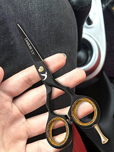 Hairdressing Scissors 5.5" Barber Hair Cutting Thinning Salon Scissors Shears Black Colour with Fine Adjustment Screw By CANDURE (Orange Black Combo) - Thumbnail 7