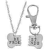 Kingbell Dog Lover Gift Best Friends Pet Dog Bone Keychain Necklace 2pcs/Set