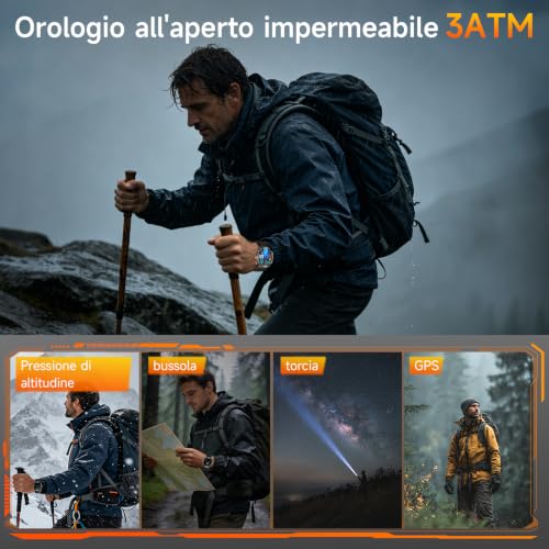 GPS/AI-GPT Men's Smartwatch, 1.7 Inches Smartwatch with Bluetooth Calls | 3ATM, Torch, Compass, 850 mAh Battery, Sleep Monitor and Heart Rate Monitor, 100+ Sports Modes for IOS/Android