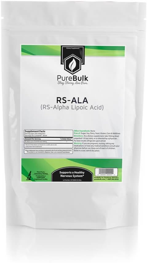 PureBulk Alpha Lipoic Acid (RS-ALA) (Thioctic Acid) Container:Bag Size:25g Powder