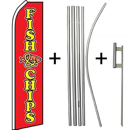 Amazon Com Fish Chips Red Swooper Feather Banner Flag Kit