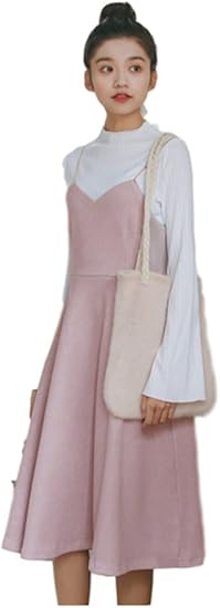 ライフスター Lifestr ワンピース キャミソール シンプル ベロア 秋 冬 ピンク ベージュ オリジナルエコバッグ付き ワンピース チュニック 通販 Amazon