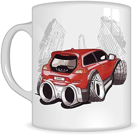 Koolart Gifts K2969-MG Cartoon of Volvo C30 - Caricature red Volvo Mug Gift for Men (Mugs)