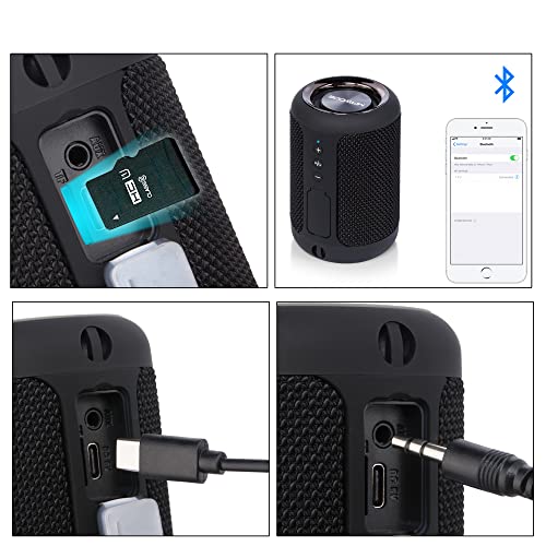 MAWODE Bluetooth Speakers, T10 Waterproof Speaker, 8 Hr Playtime Portable Speaker, Small, Lightweight, Mini, Wireless, Shower Speaker, Aux & TF Card Support (Black)