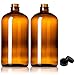 2 Pack ~ 32oz Amber Glass Growlers with Polycone Lids for a Tight Seal - Perfect for Secondary Fermentation, Storing Kombucha, Homemade Cleaning Products, Traveling or a One Liter Glass Beer Growler primary