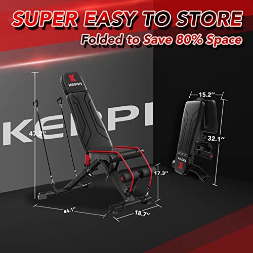 Keppi Adjustable Weight BenchFoldable Workout Bench Press for Full