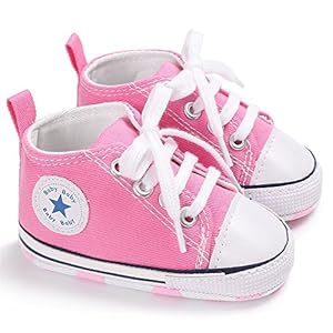 Meckior Baby Girls Boys Canvas Shoes Soft Sole Toddler First Walker Infant High-Top Sneakers Newborn Crib Shoes