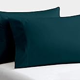 Set of 2 Pillow Cases 600 Thread Count 100% Egyptian Cotton Long Staple Pillowcase, Durable and Silky Soft Pillow Covers, Natural Luxurious Hotel Class Bedding (King, Teal)