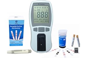 Healthcaretuye Hemoglobin Meter Hemoglobin Test Meter Hemoglobin Test Kit Analyzer + 75pcs Strips, Blue