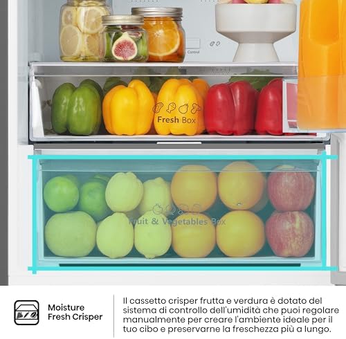 MC60331IE Frigorifero Combinato, Libera installazione, Total No frost, Ventilazione MultiFlow, Doppia porta reversibile, Inox, Altezza 200 cm, Cap. 336 litri, Controllo Touch, Classe E