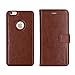[Detachable Folio] SUPTECH iPhone 6s Plus Case, iPhone 6 Plus Case [Stand Feature] Versatile iPhone 6s Plus Wallet Case with 5 Card Slots (Brown)