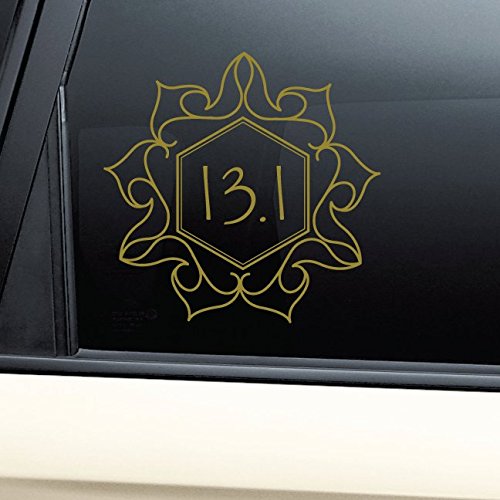 13.1 Half Marathon Floral Flower Vinyl Decal Laptop Car Truck Bumper Window Sticker - Metallic Gold Matte