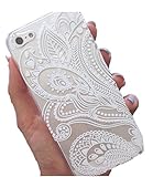 Acefast INC Plastic Case Cover for Iphone 5 5s 5c Henna White Floral Paisley Flower Mandala (For Iphone 5c)
