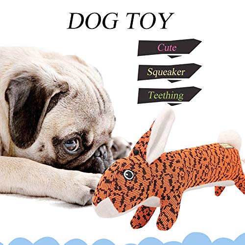 AXEN Bunny Durable Flyknit Dog Toy, Lovely Chewers, Interactive Squeakers, Orange Rabbit