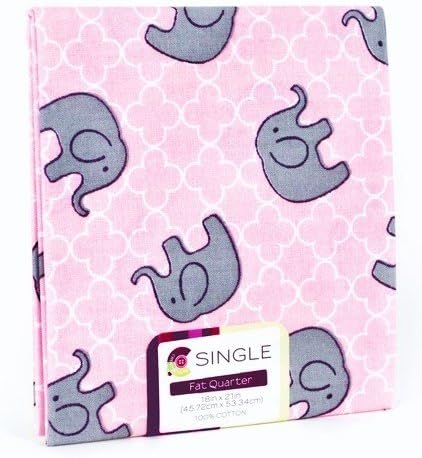 3 FAT QUARTERS ELEPHANTS ON PINK FABRIC 100% COTTON ~ SEWING, QUILTING, ART